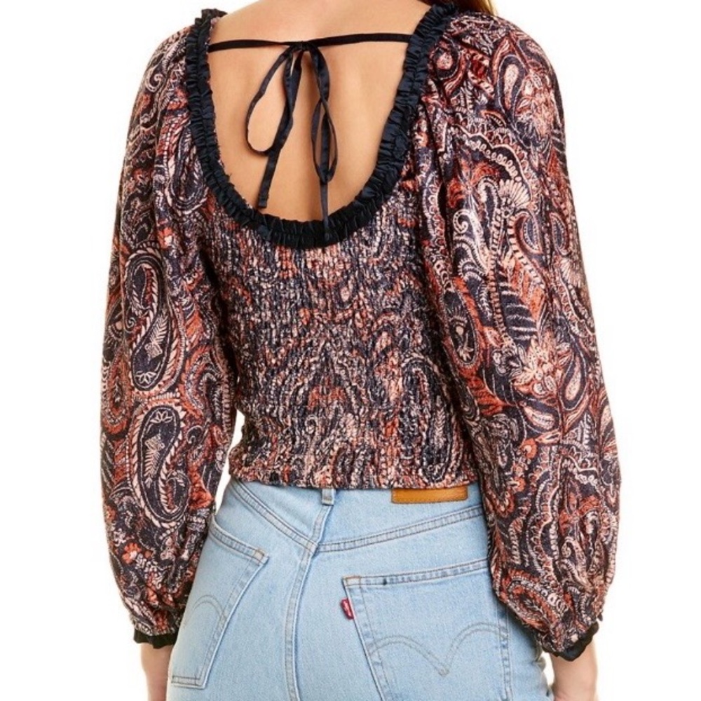 Free People Dare Me Bohemian Paisley Print Women's Top Sz.S NWOT - Picture 2 of 7